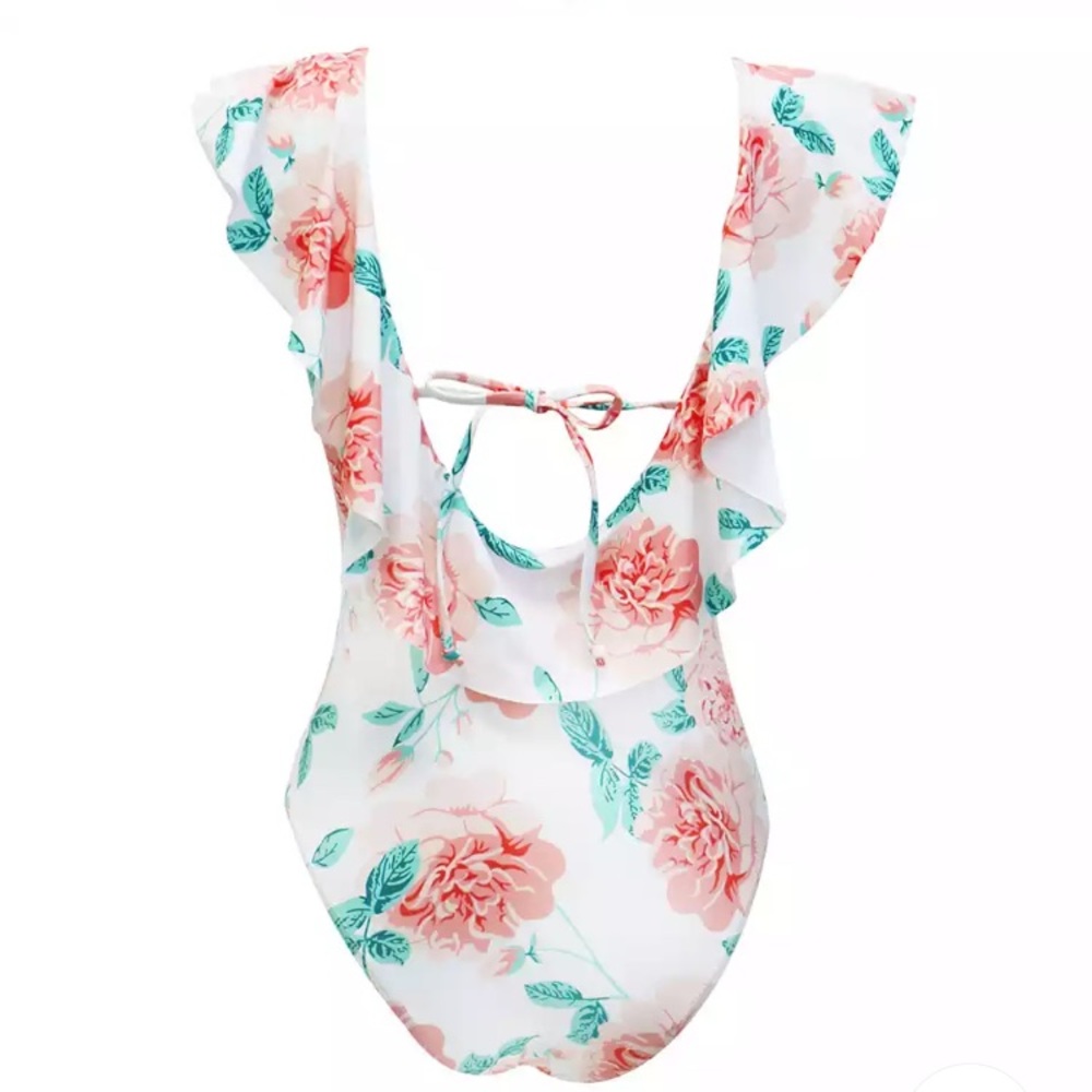 Rose Garden Floral Ruffled Swimsuit - Picture 3 of 6